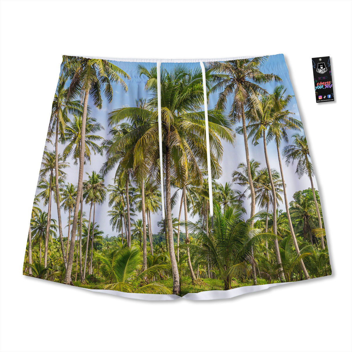 Digital Camo White And Green Print Mesh Shorts