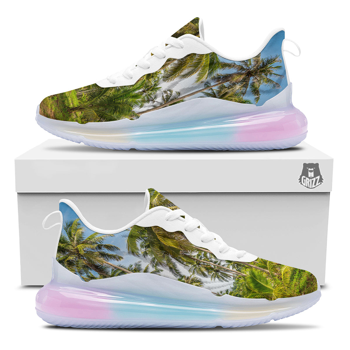 Coconut Tree Print Running Sneakers-grizzshop