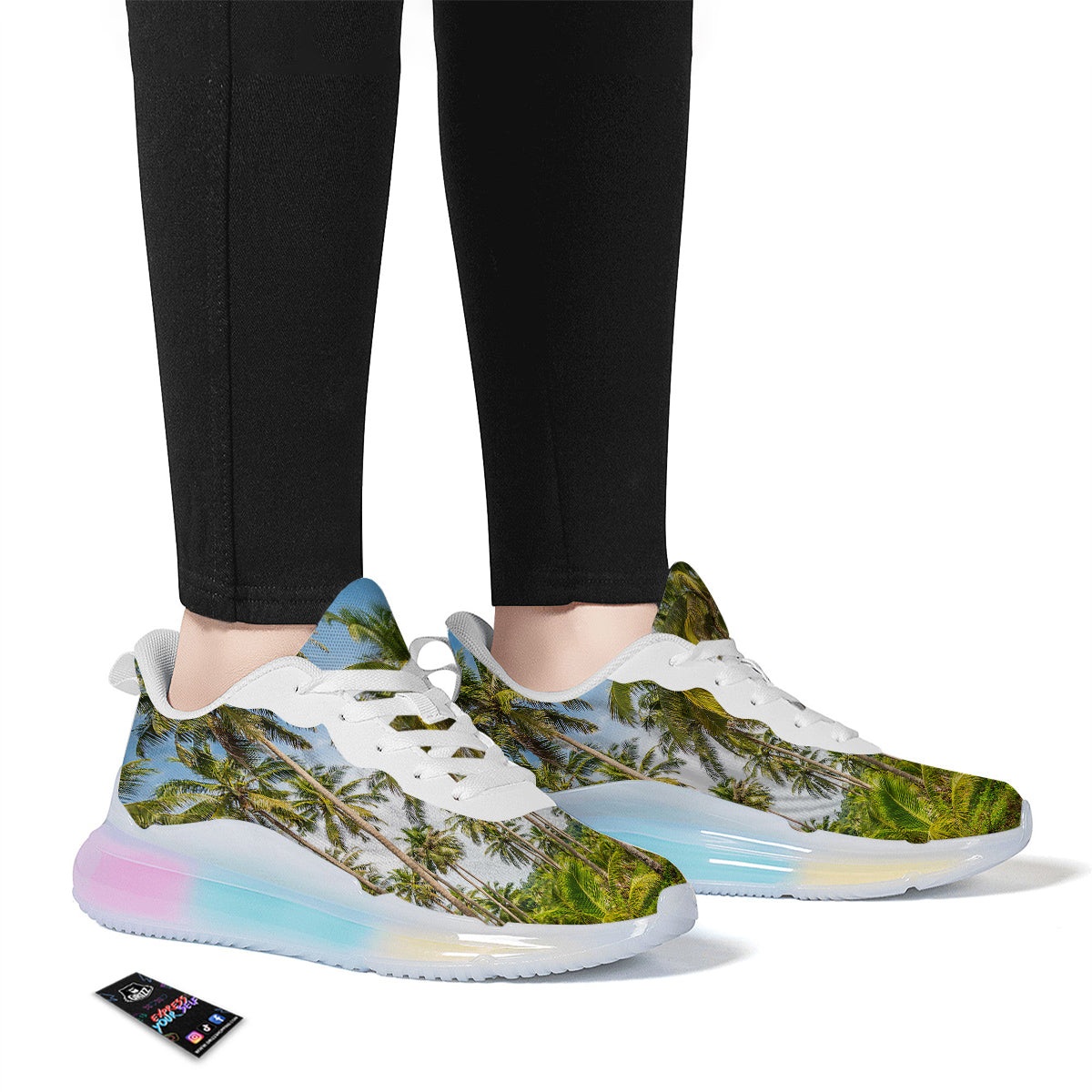 Coconut Tree Print Running Sneakers-grizzshop