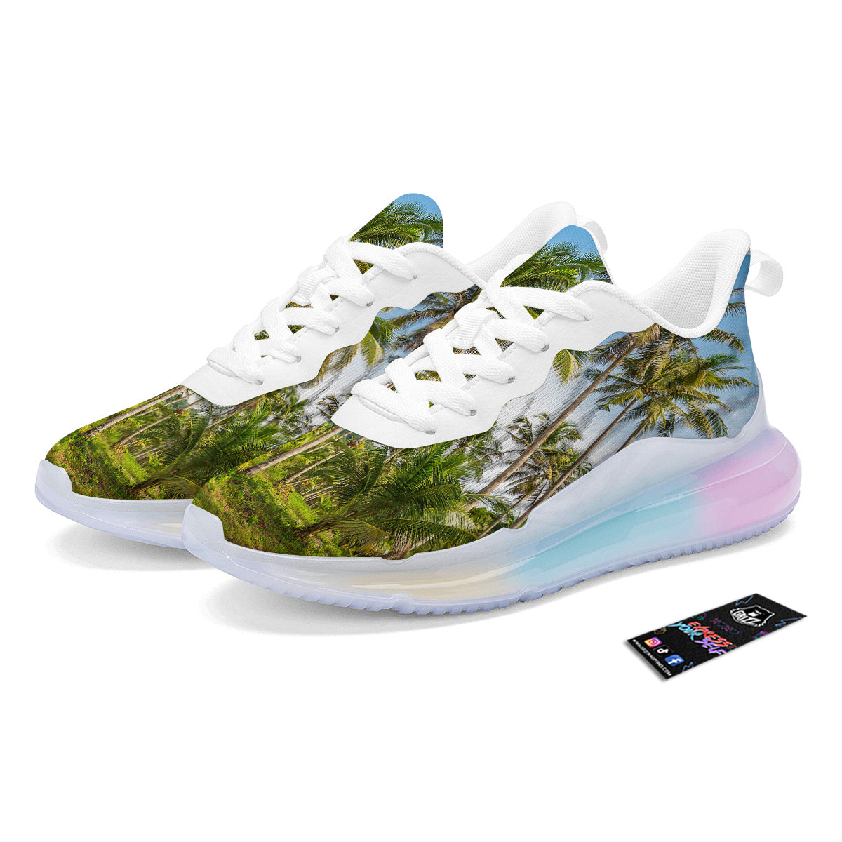 Coconut Tree Print Running Sneakers-grizzshop