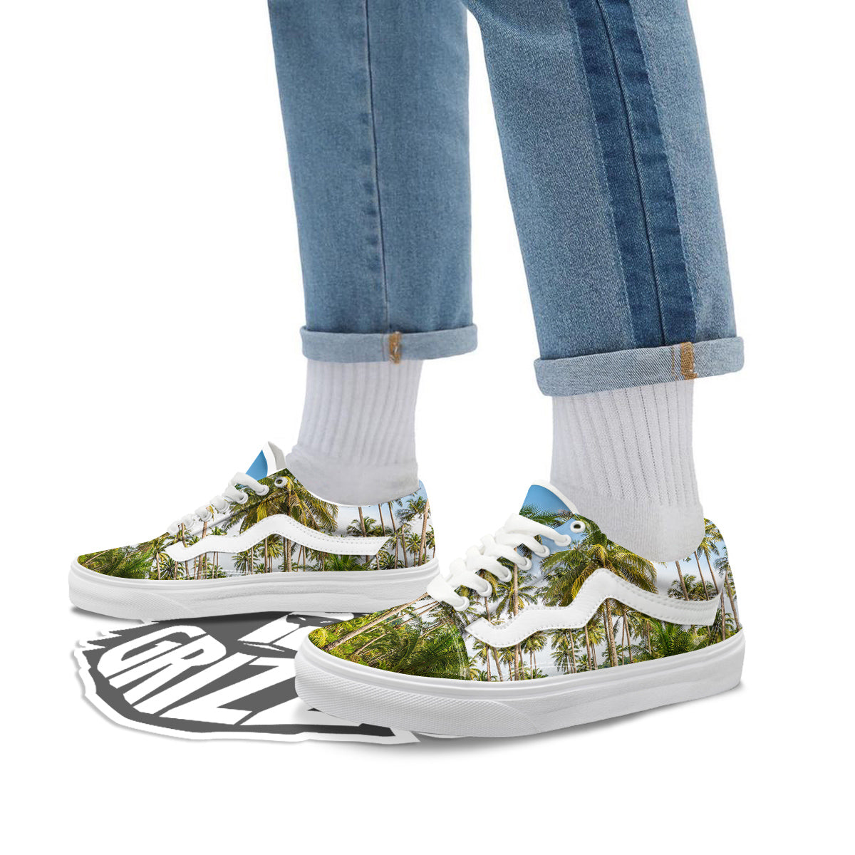 Coconut Tree Print Skate Shoes-grizzshop