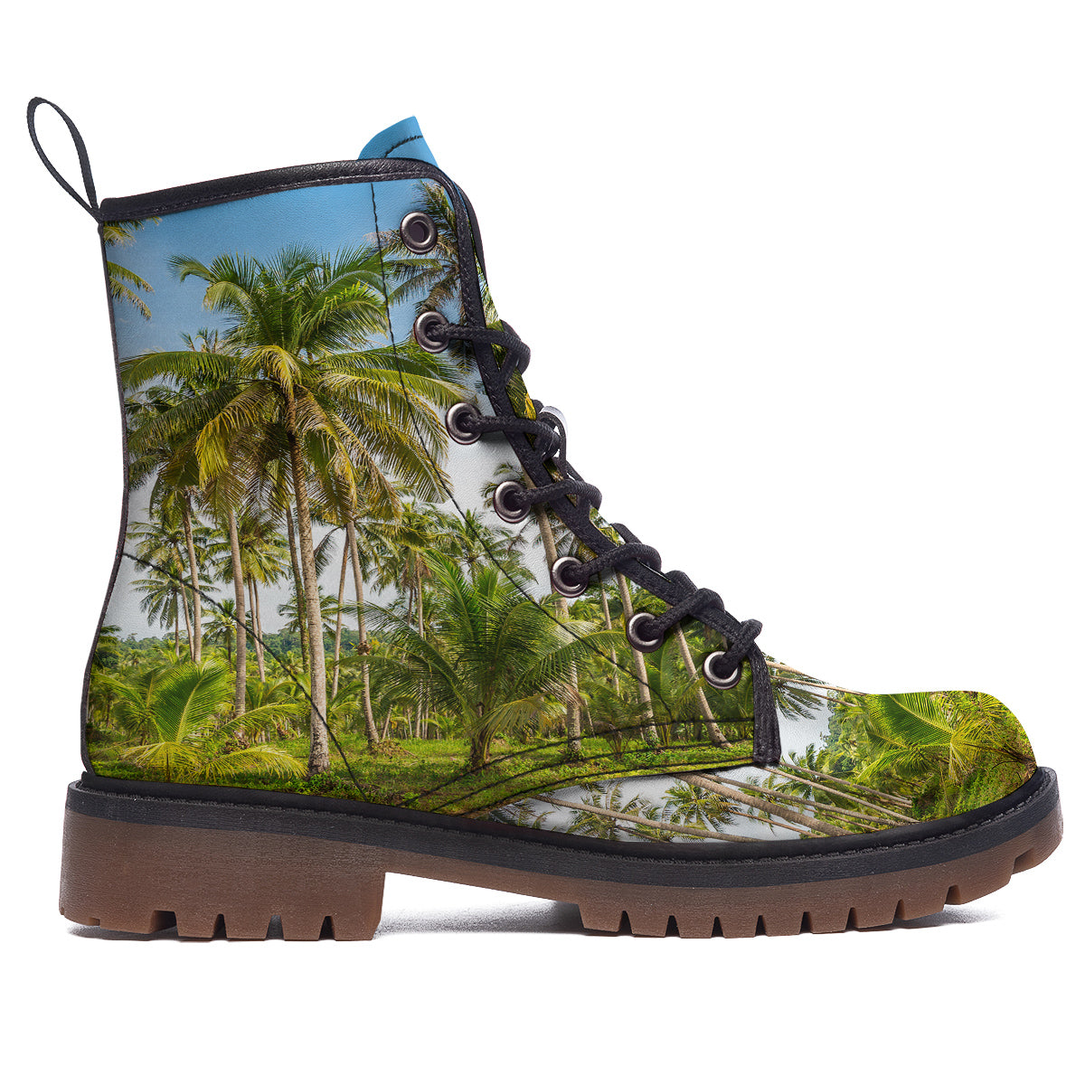 Coconut Tree Print Work Boots-grizzshop