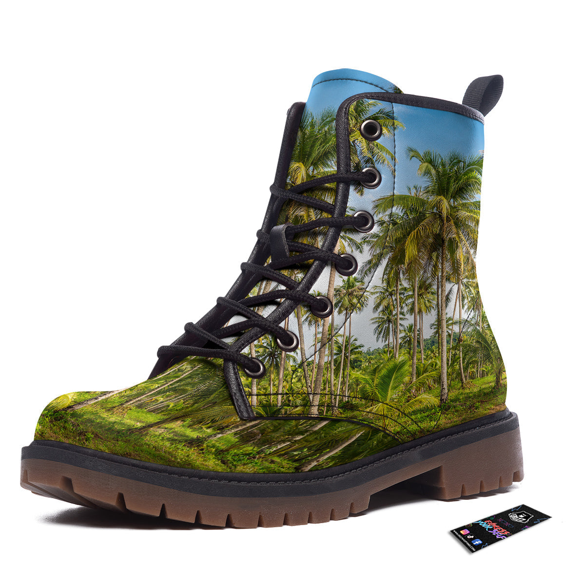 Coconut Tree Print Work Boots-grizzshop