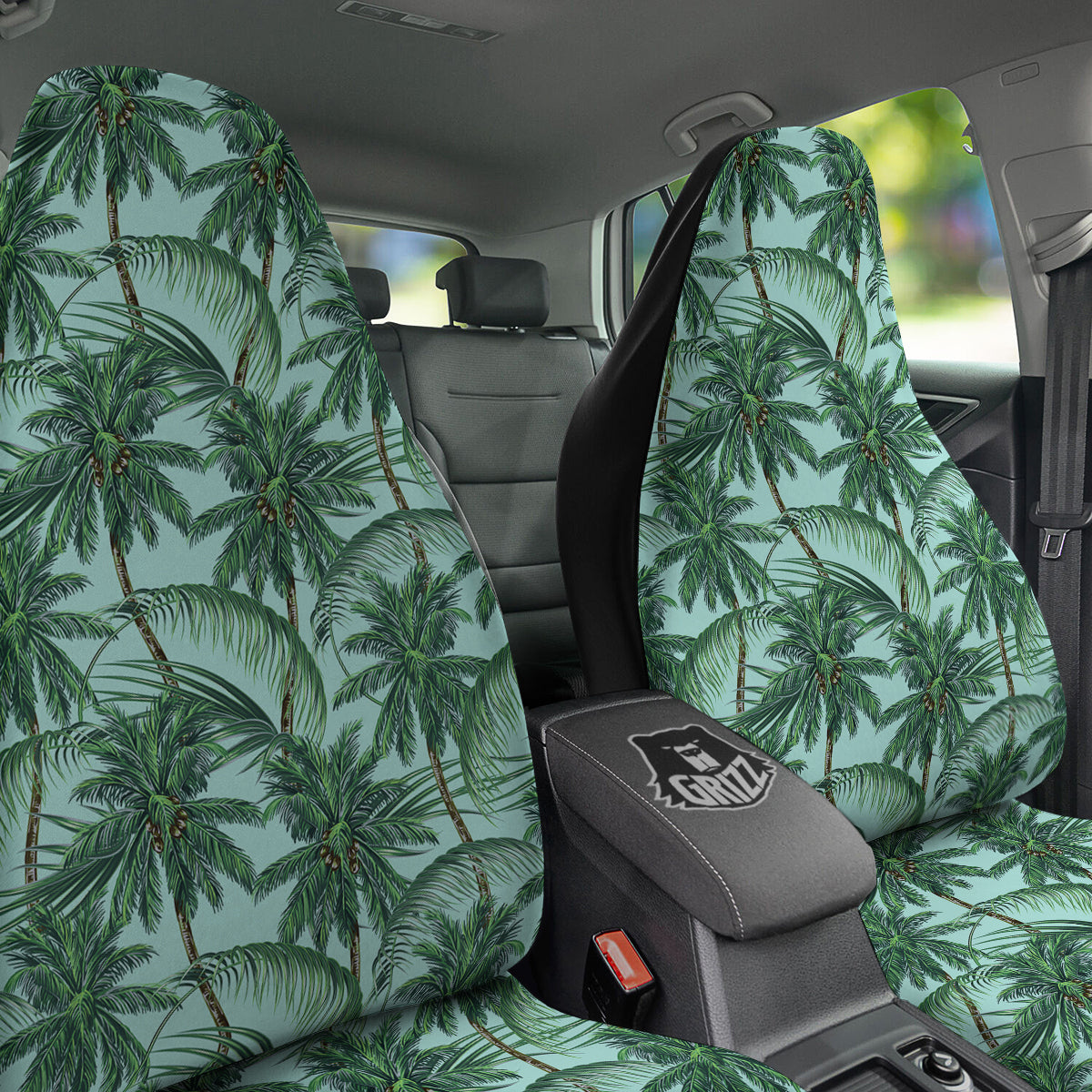 Coconut Tree Vintage Print Pattern Car Seat Covers-grizzshop