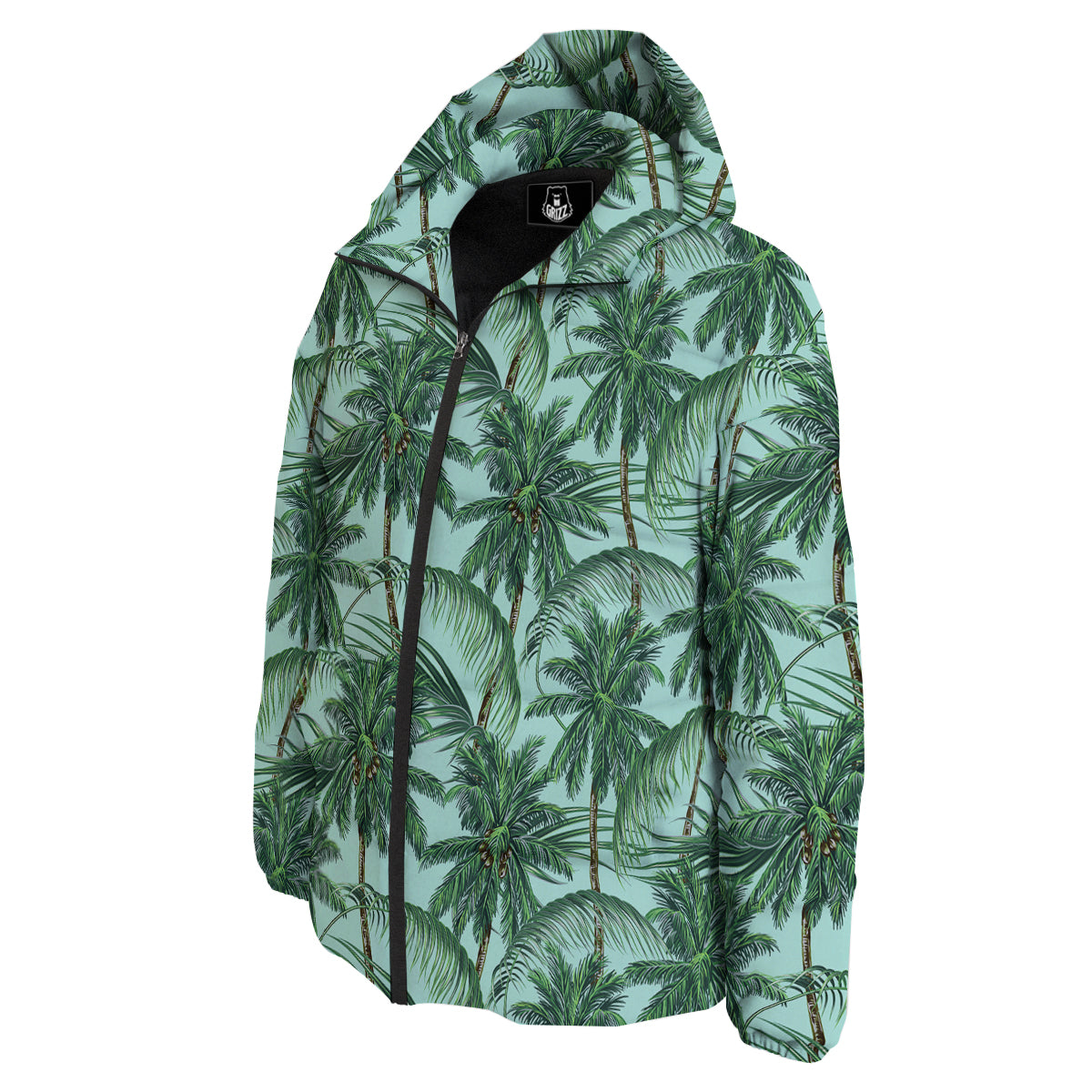 Coconut Tree Vintage Print Pattern Down Jacket-grizzshop