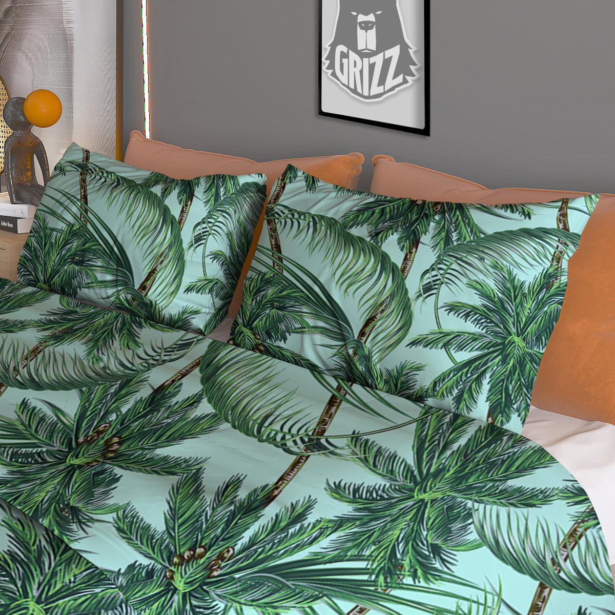 Coconut Tree Vintage Print Pattern Duvet Cover Bedding Set
