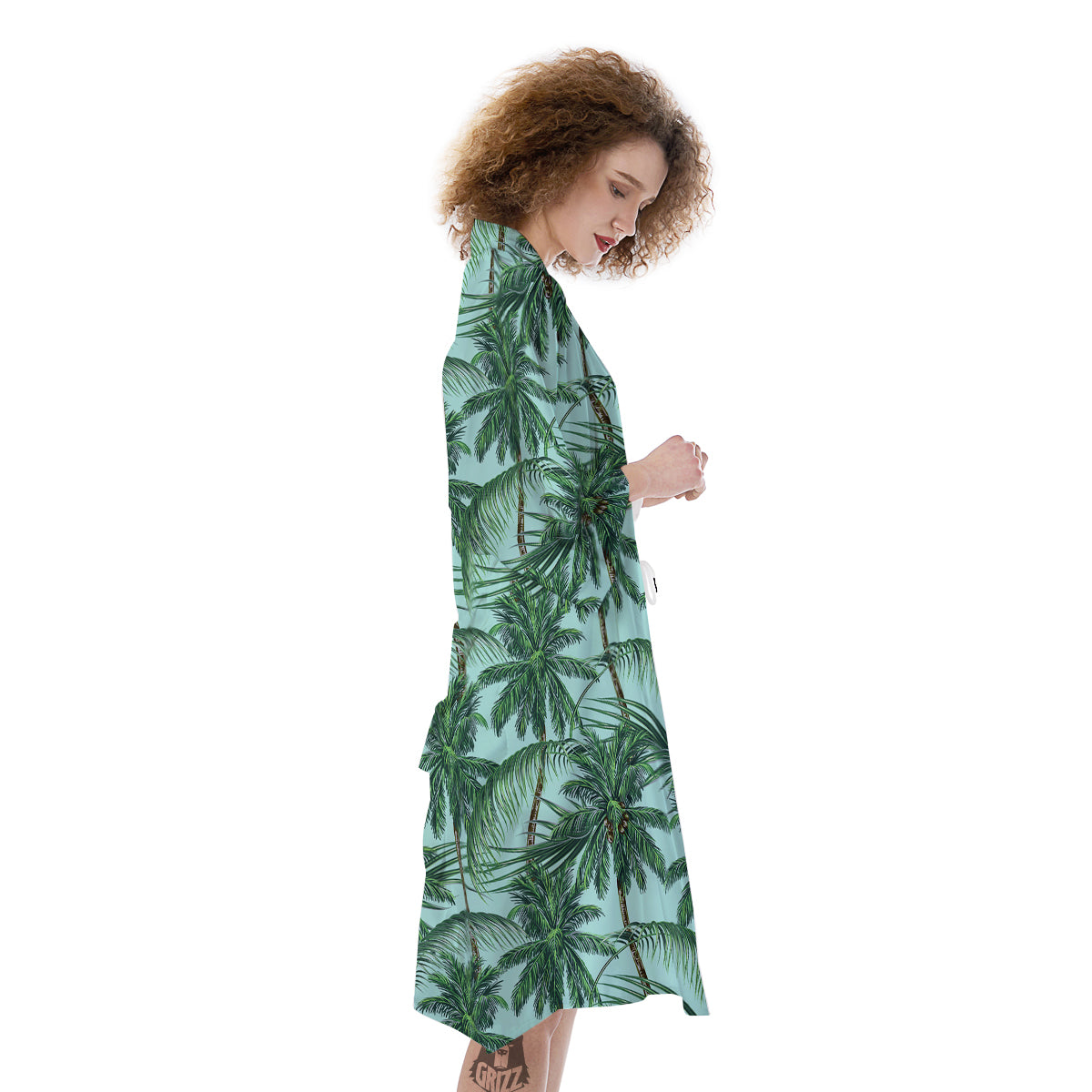 Coconut Tree Vintage Print Pattern Kimono-grizzshop