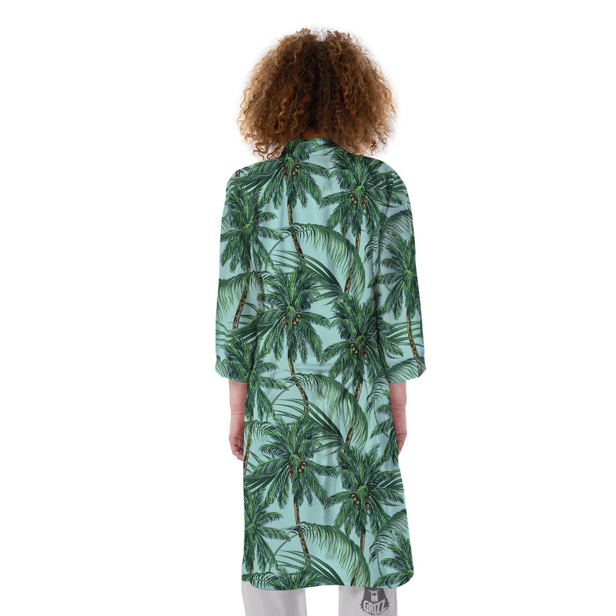 Coconut Tree Vintage Print Pattern Kimono-grizzshop