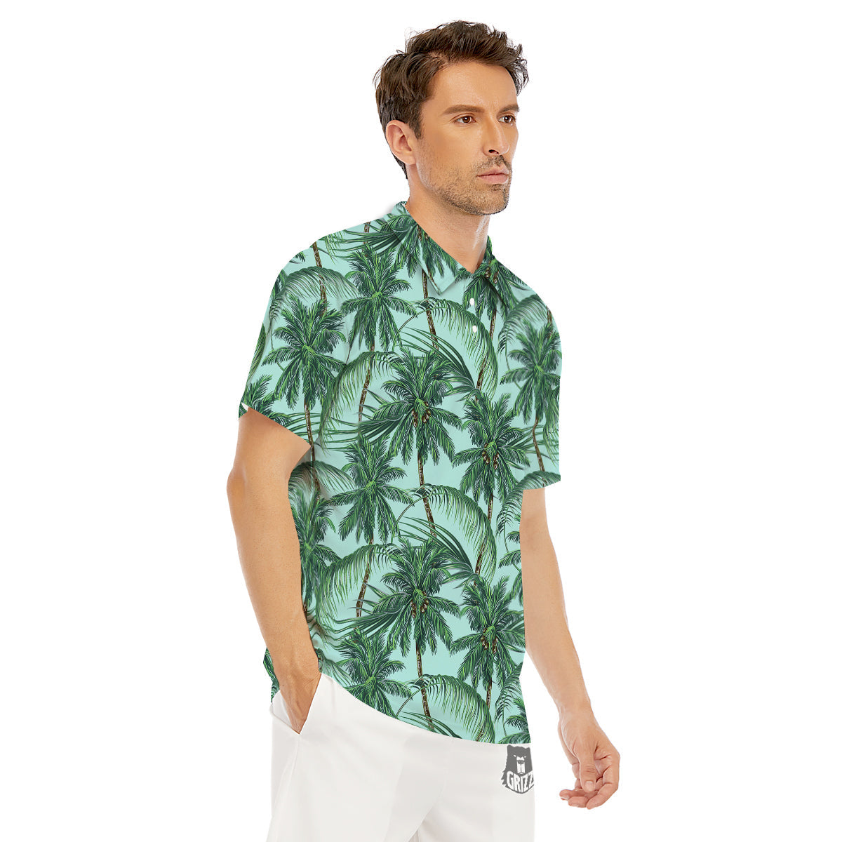 Coconut Tree Vintage Print Pattern Men's Golf Shirts-grizzshop