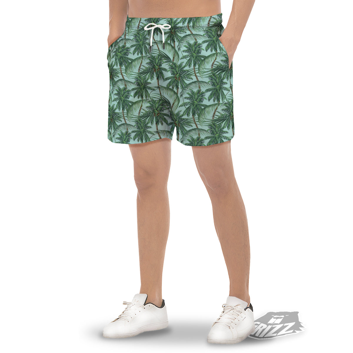 Coconut Tree Vintage Print Pattern Men's Gym Shorts-grizzshop