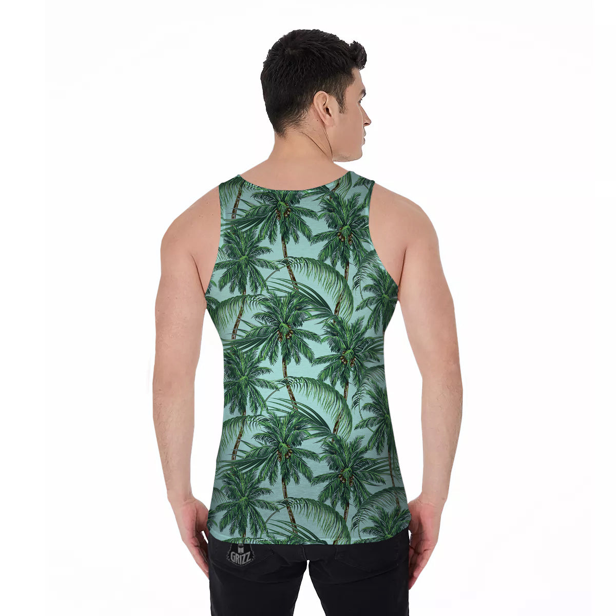 Coconut Tree Vintage Print Pattern Men's Tank Top-grizzshop