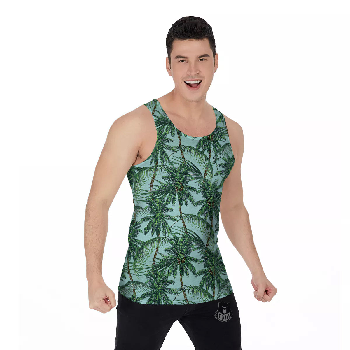 Coconut Tree Vintage Print Pattern Men's Tank Top-grizzshop