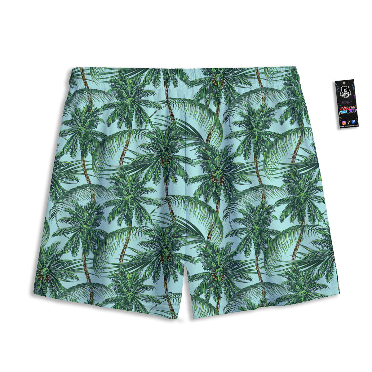 Coconut Tree Vintage Print Pattern Mesh Shorts
