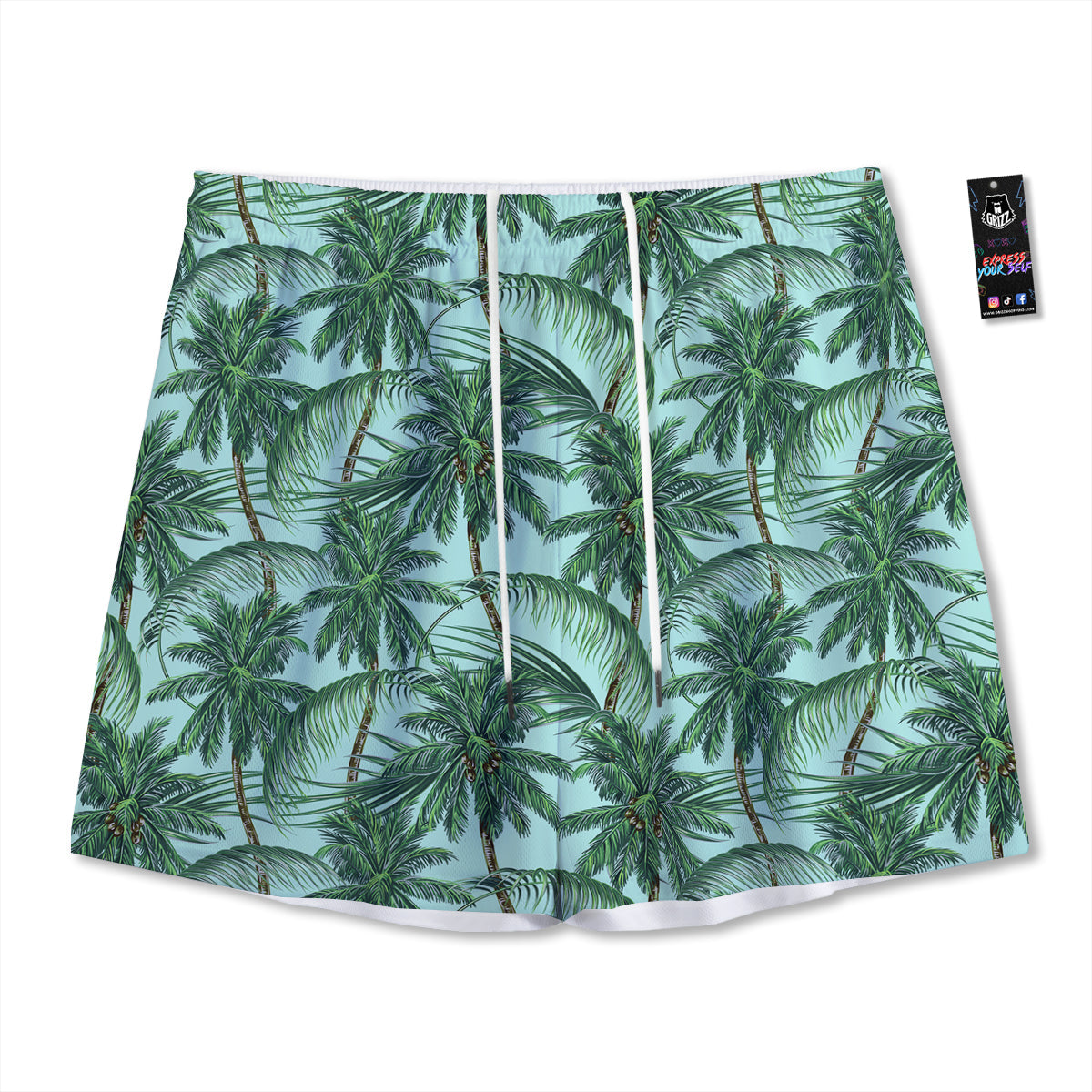 Coconut Tree Vintage Print Pattern Mesh Shorts