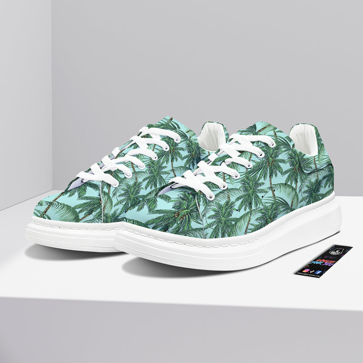 Coconut Tree Vintage Print Pattern Platform Shoes-grizzshop