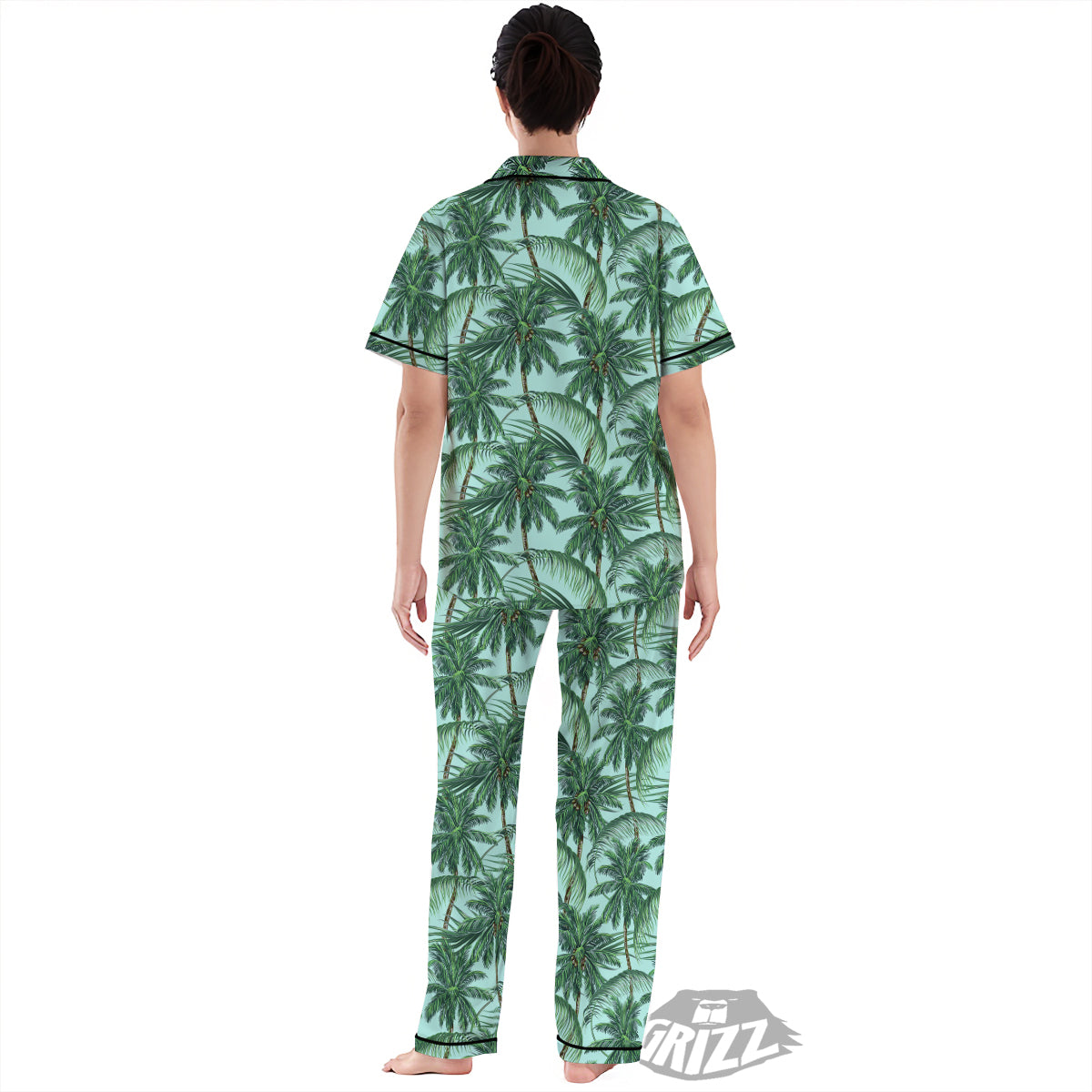 Coconut Tree Vintage Print Pattern Women's Pajamas Set-grizzshop