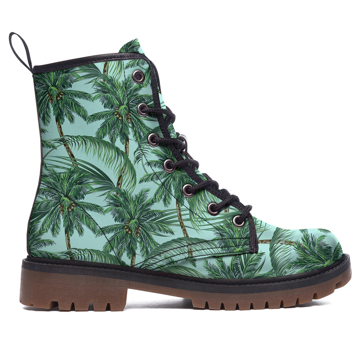 Coconut Tree Vintage Print Pattern Work Boots-grizzshop