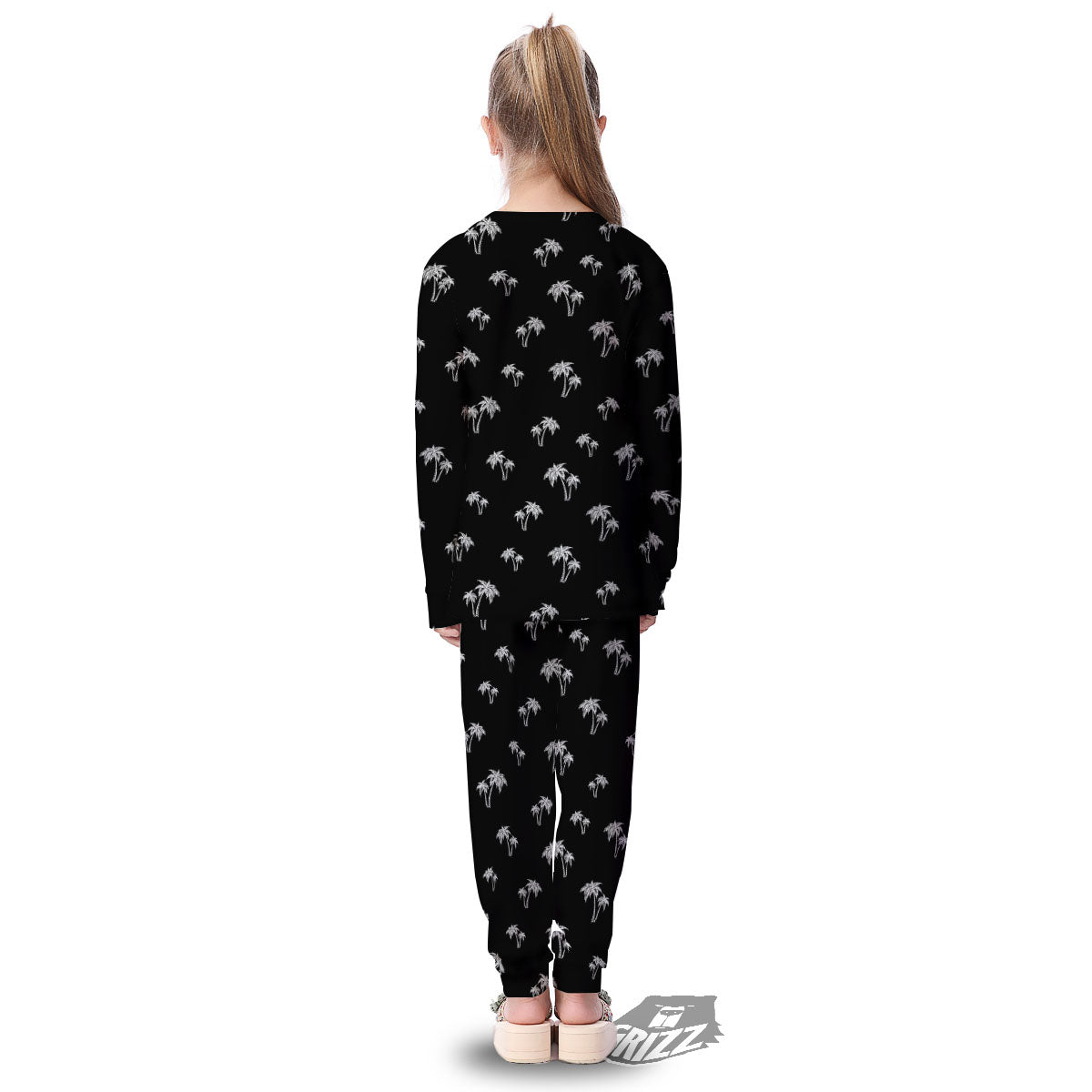 Coconut Tree White And Black Print Kid's Pajamas-grizzshop