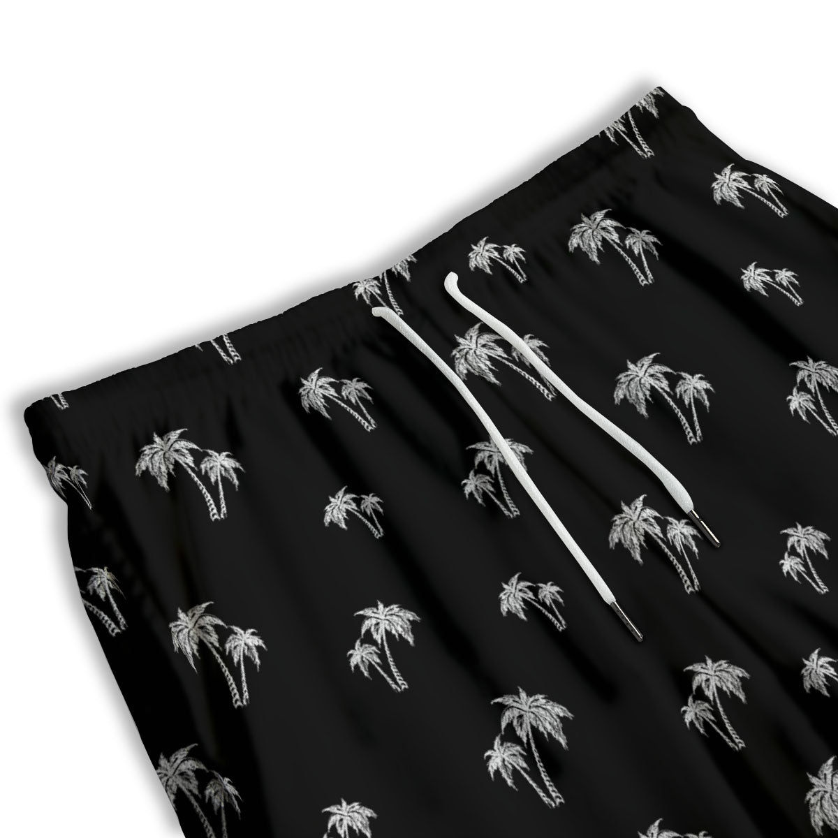 Coconut Tree White And Black Print Men's Athletic Shorts