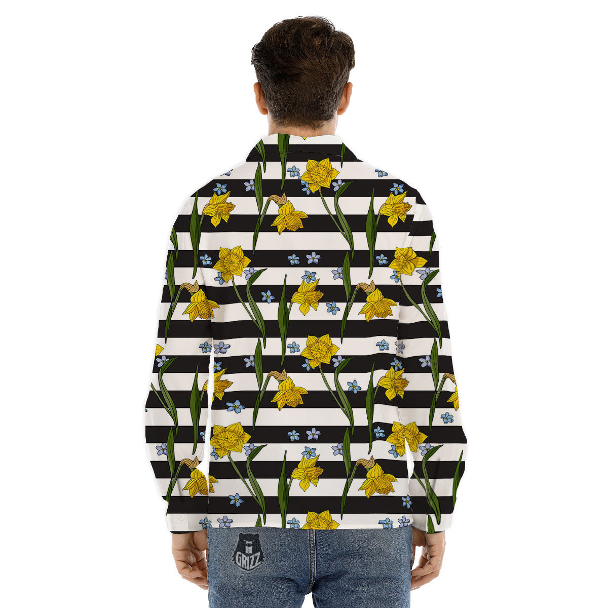 Coconut Tree White And Black Print Men's Dress Shirts-grizzshop
