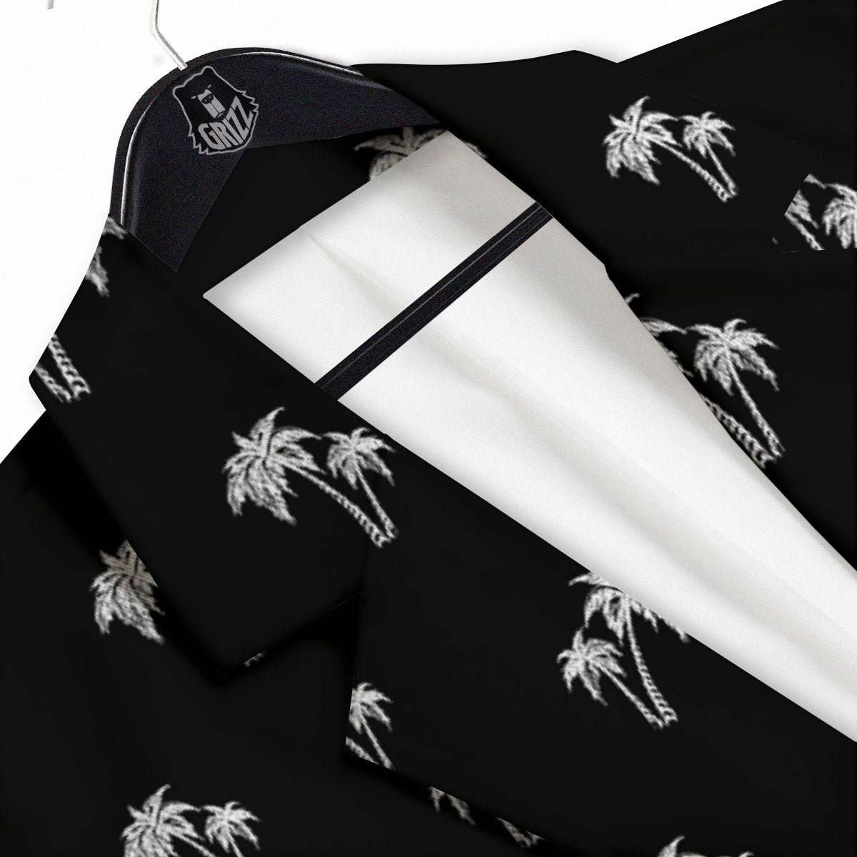 Coconut Tree White And Black Print Men's Sport Coat-grizzshop