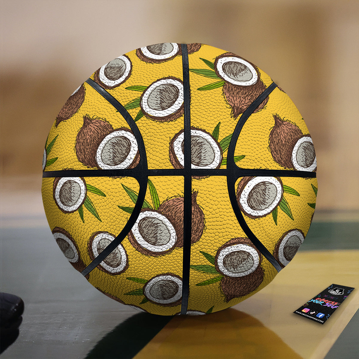 Coconut Yellow Print Pattern Basketball