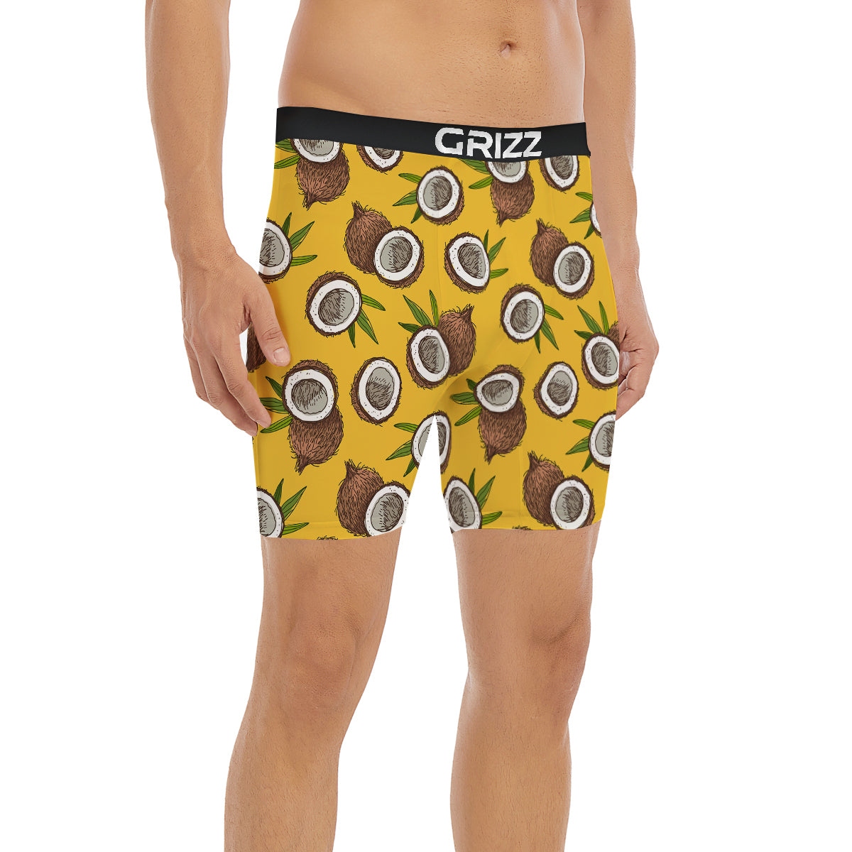 Coconut Yellow Print Pattern Boxer Briefs-grizzshop