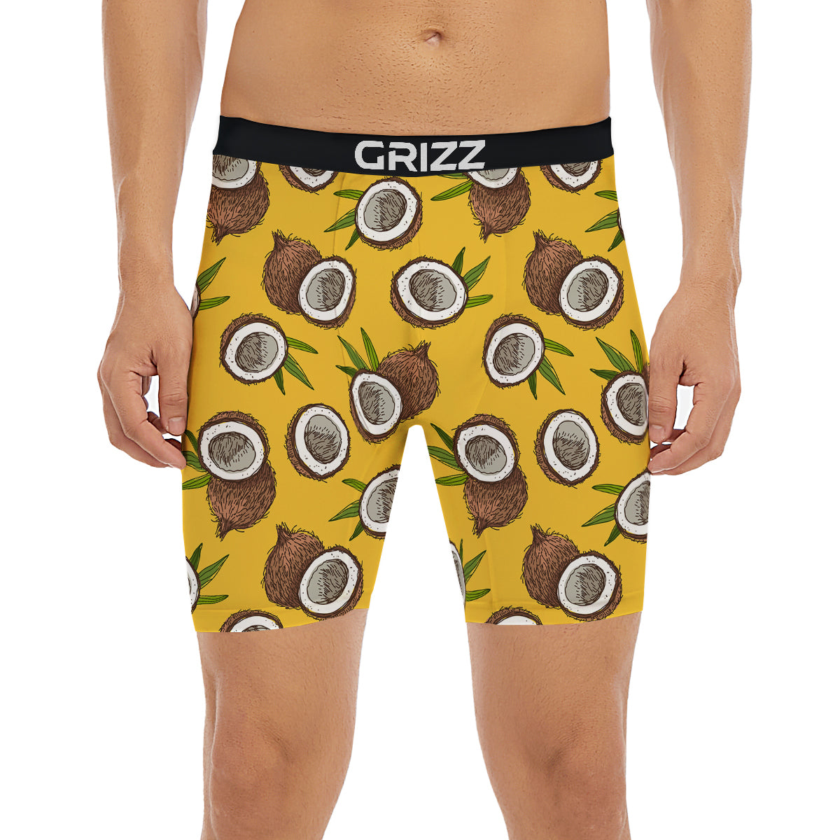 Coconut Yellow Print Pattern Boxer Briefs-grizzshop