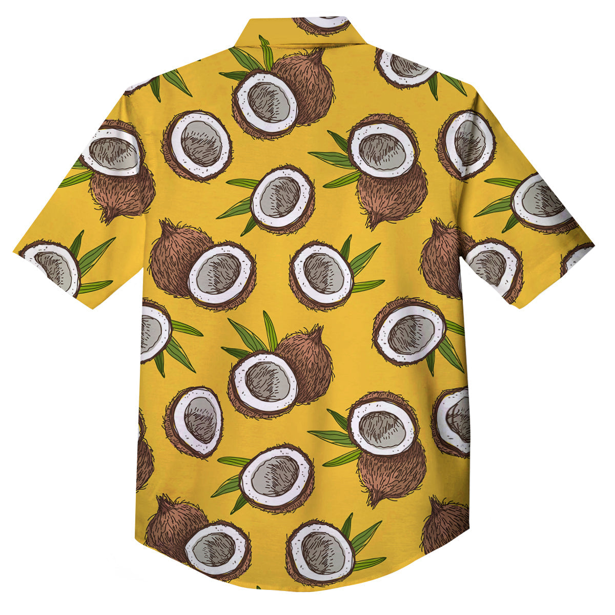 Coconut Yellow Print Pattern Button Up Shirt-grizzshop