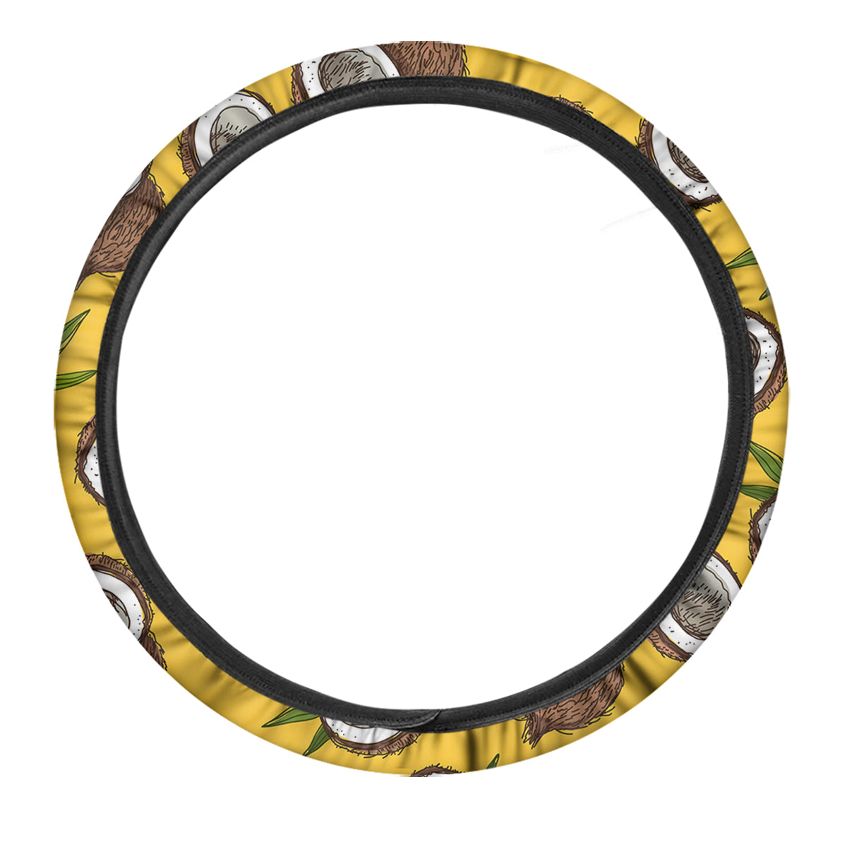 Coconut Yellow Print Pattern Car Steering Wheel Cover-grizzshop