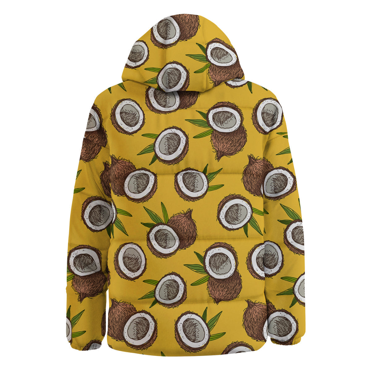 Coconut Yellow Print Pattern Down Jacket-grizzshop