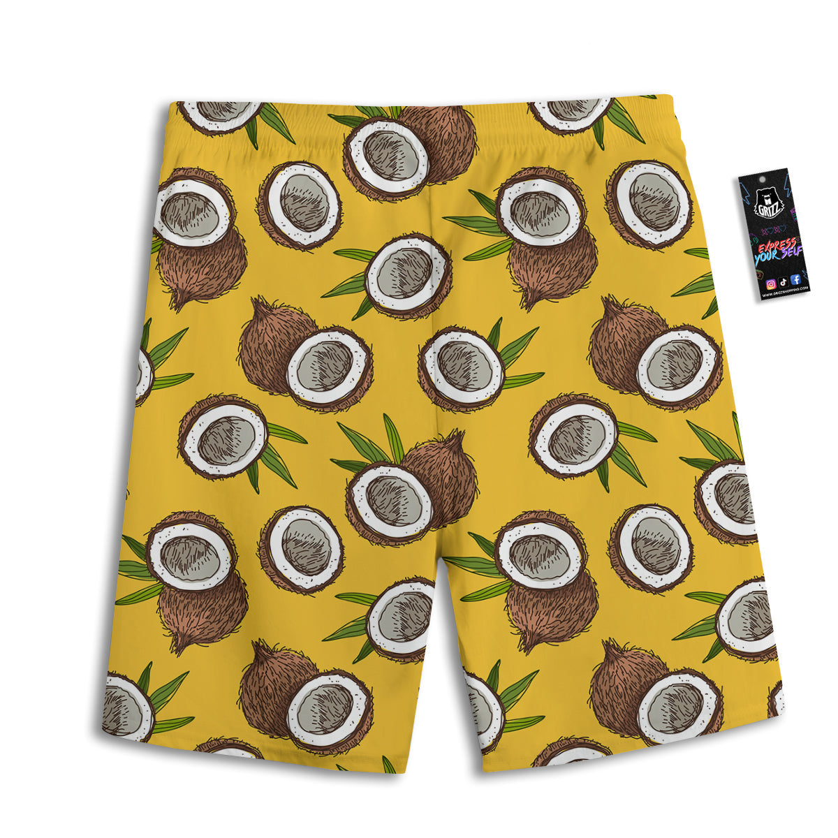 Coconut Yellow Print Pattern Men's Athletic Shorts