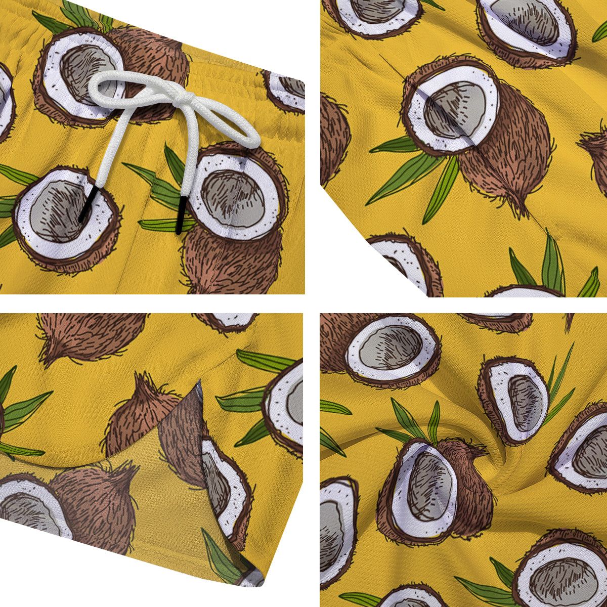 Coconut Yellow Print Pattern Men's Running Shorts-grizzshop