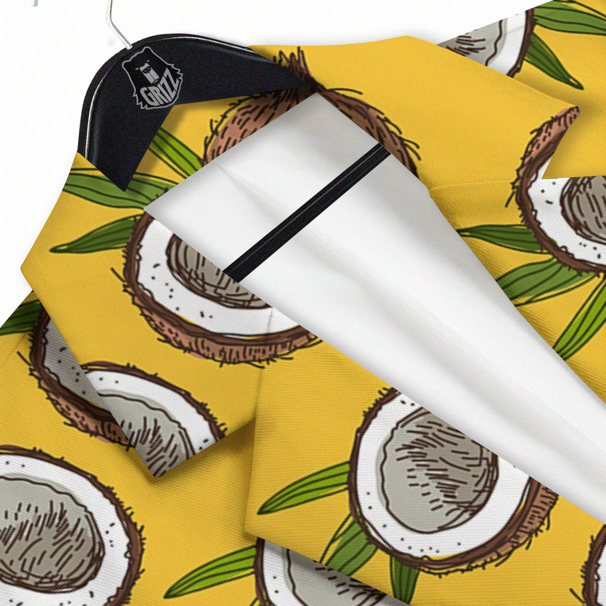 Coconut Yellow Print Pattern Men's Sport Coat-grizzshop