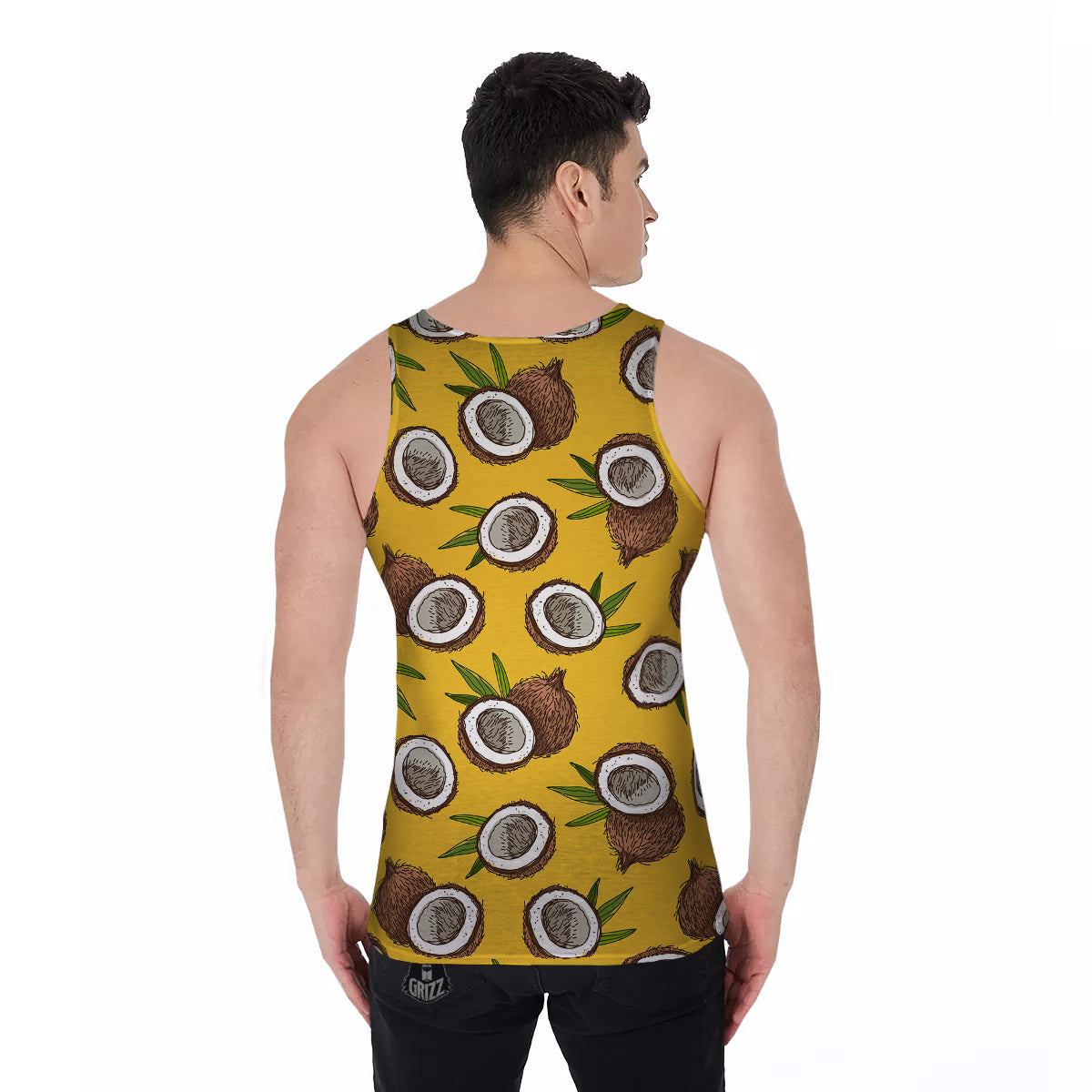 Coconut Yellow Print Pattern Men's Tank Top-grizzshop