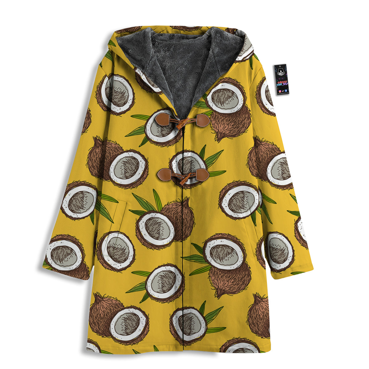Coconut Yellow Print Pattern Men's Windbreaker Jacket-grizzshop