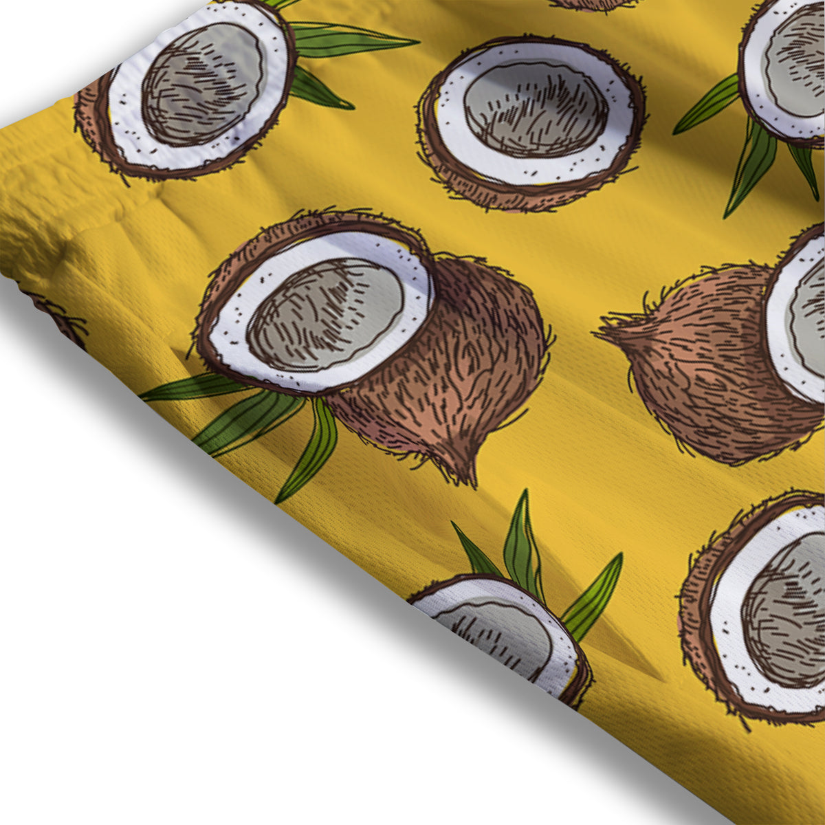 Coconut Yellow Print Pattern Mesh Shorts