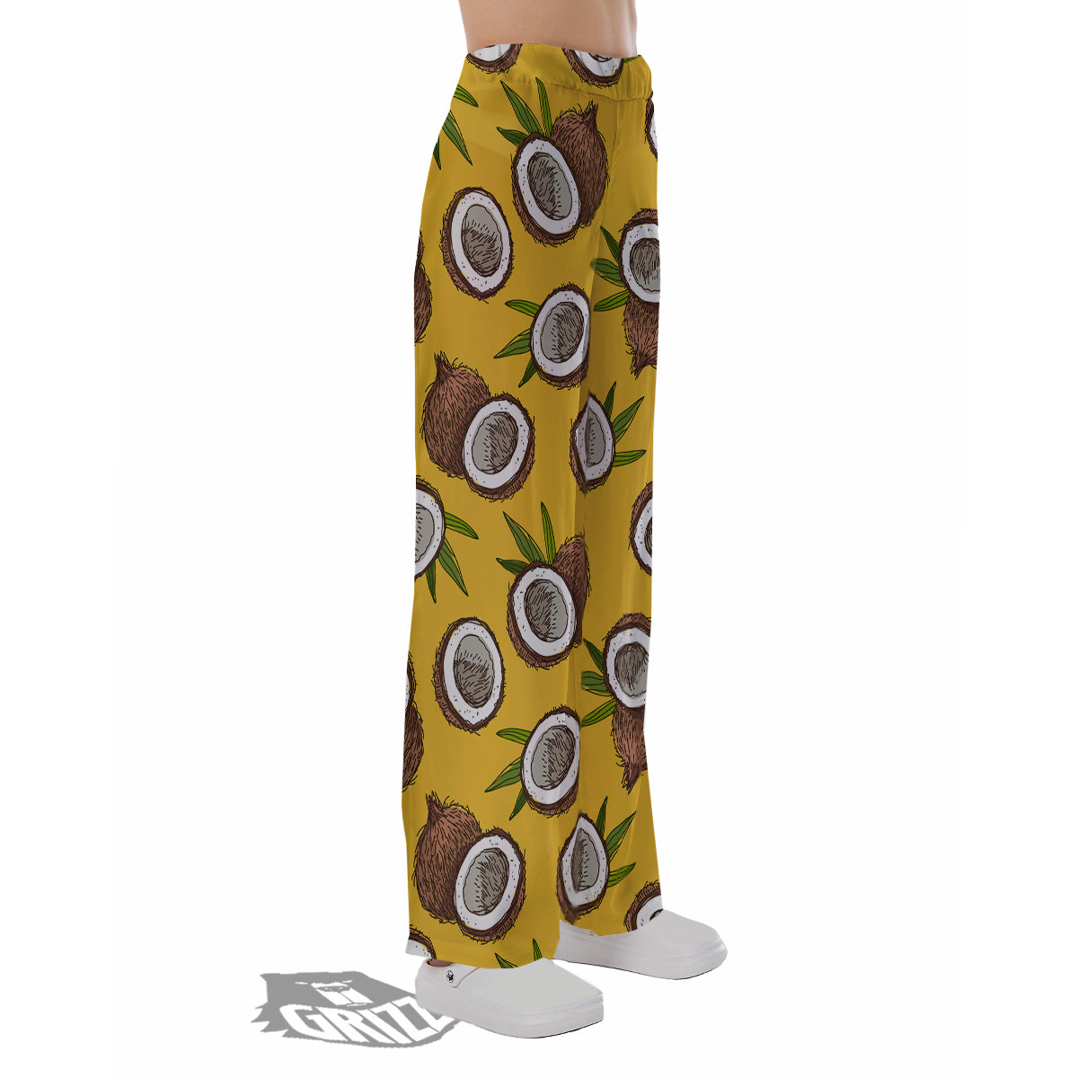 Coconut Yellow Print Pattern Pajama Pants-grizzshop