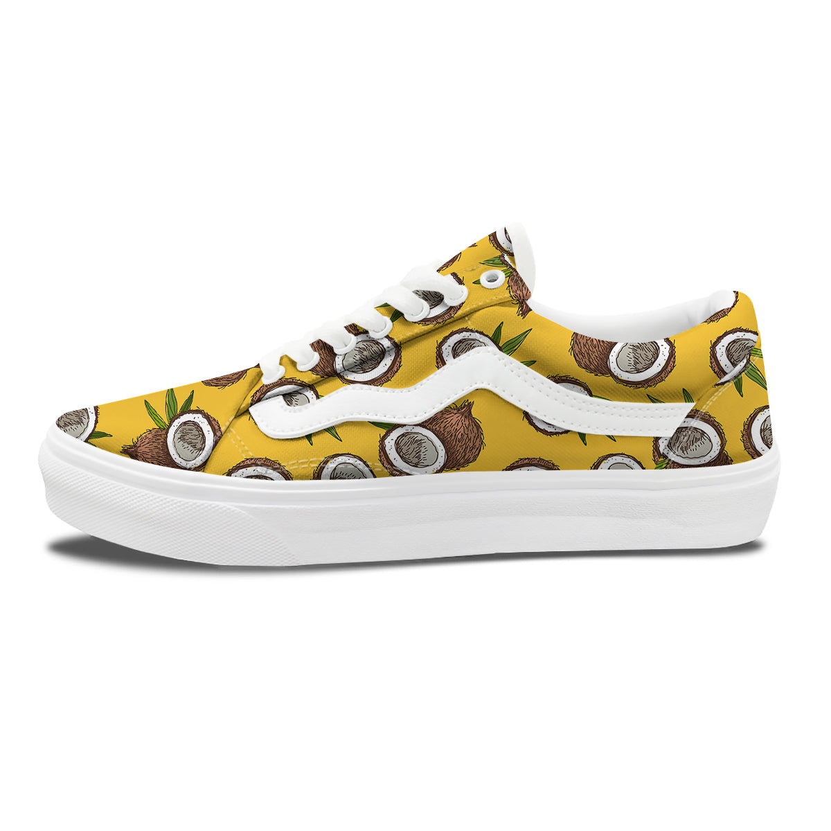 Coconut Yellow Print Pattern Skate Shoes-grizzshop