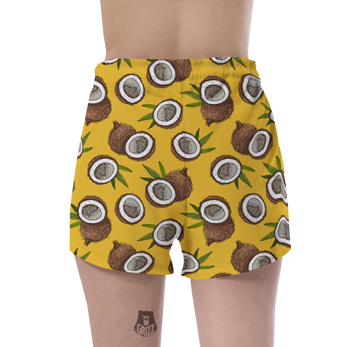 Coconut Yellow Print Pattern Women's Shorts-grizzshop