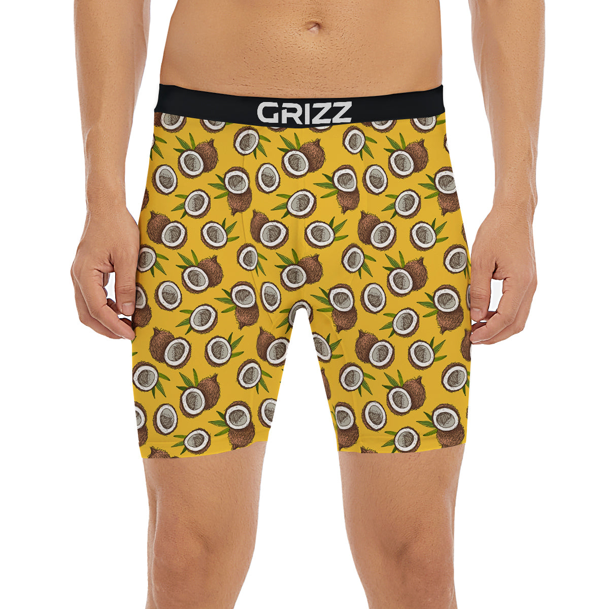Coconut Yellow Vintage Print Pattern Boxer Briefs-grizzshop