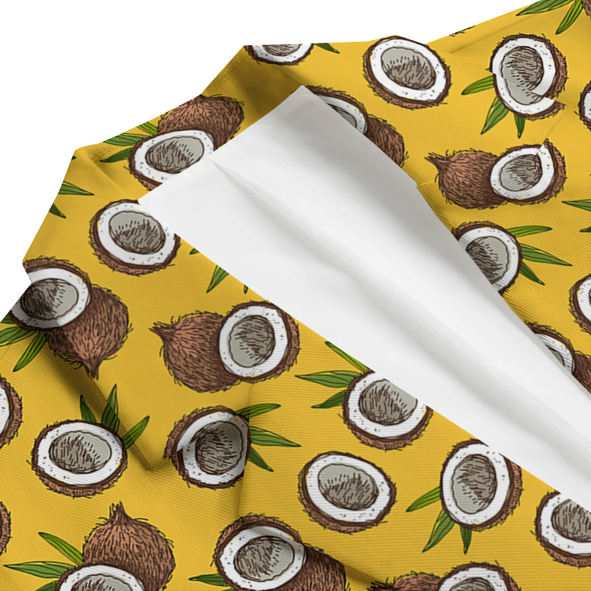 Coconut Yellow Vintage Print Pattern Men's Blazer-grizzshop
