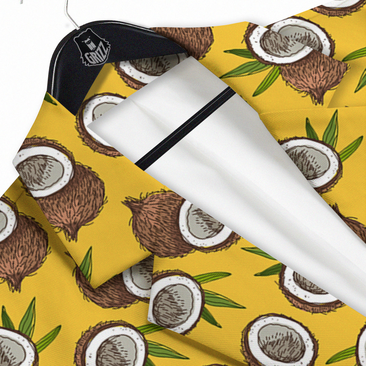 Coconut Yellow Vintage Print Pattern Men's Sport Coat-grizzshop