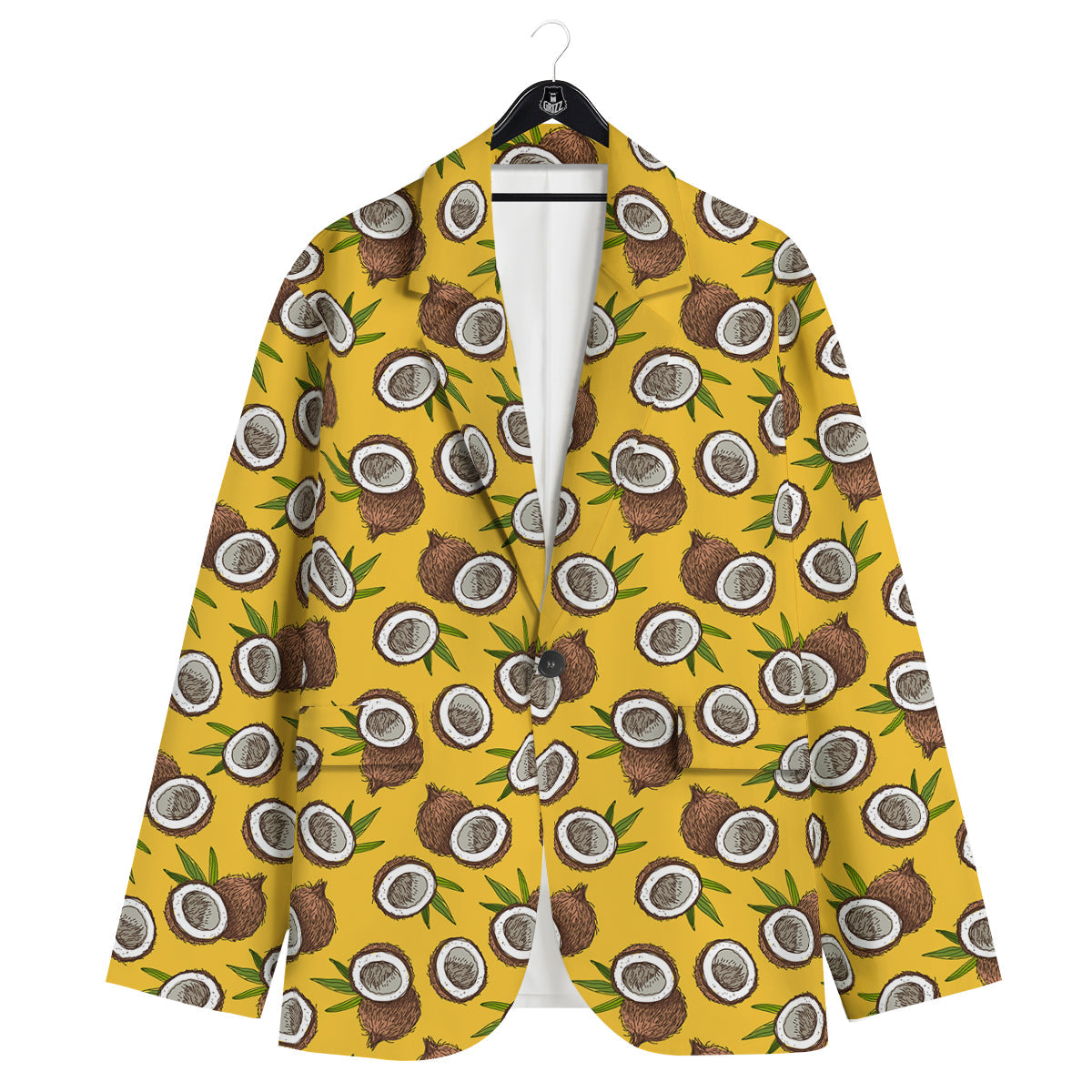 Coconut Yellow Vintage Print Pattern Men's Sport Coat-grizzshop