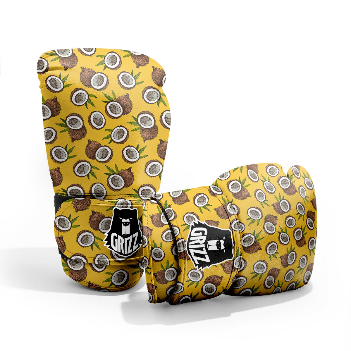 Coconut Yellow Vintage Print Pattern Pro Boxing Glove