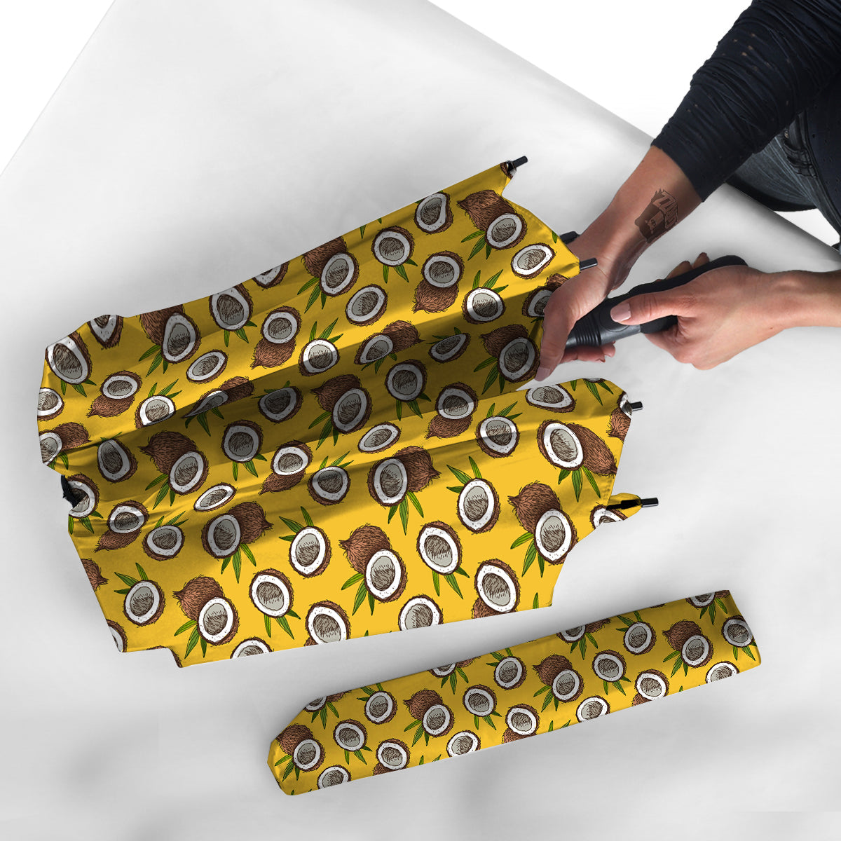 Coconut Yellow Vintage Print Pattern Umbrella-grizzshop