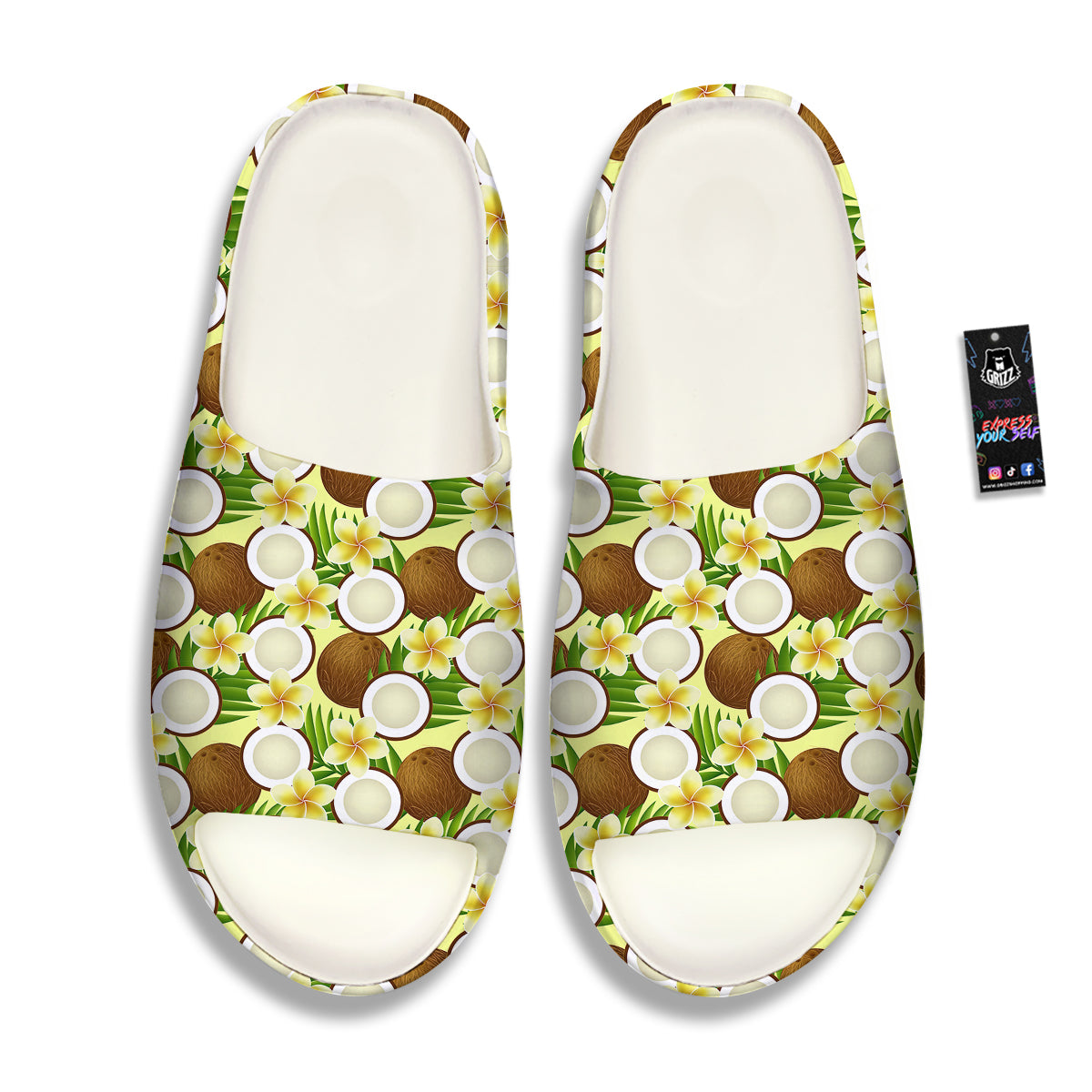 Coconut Beige Print Pattern Sandals-grizzshop
