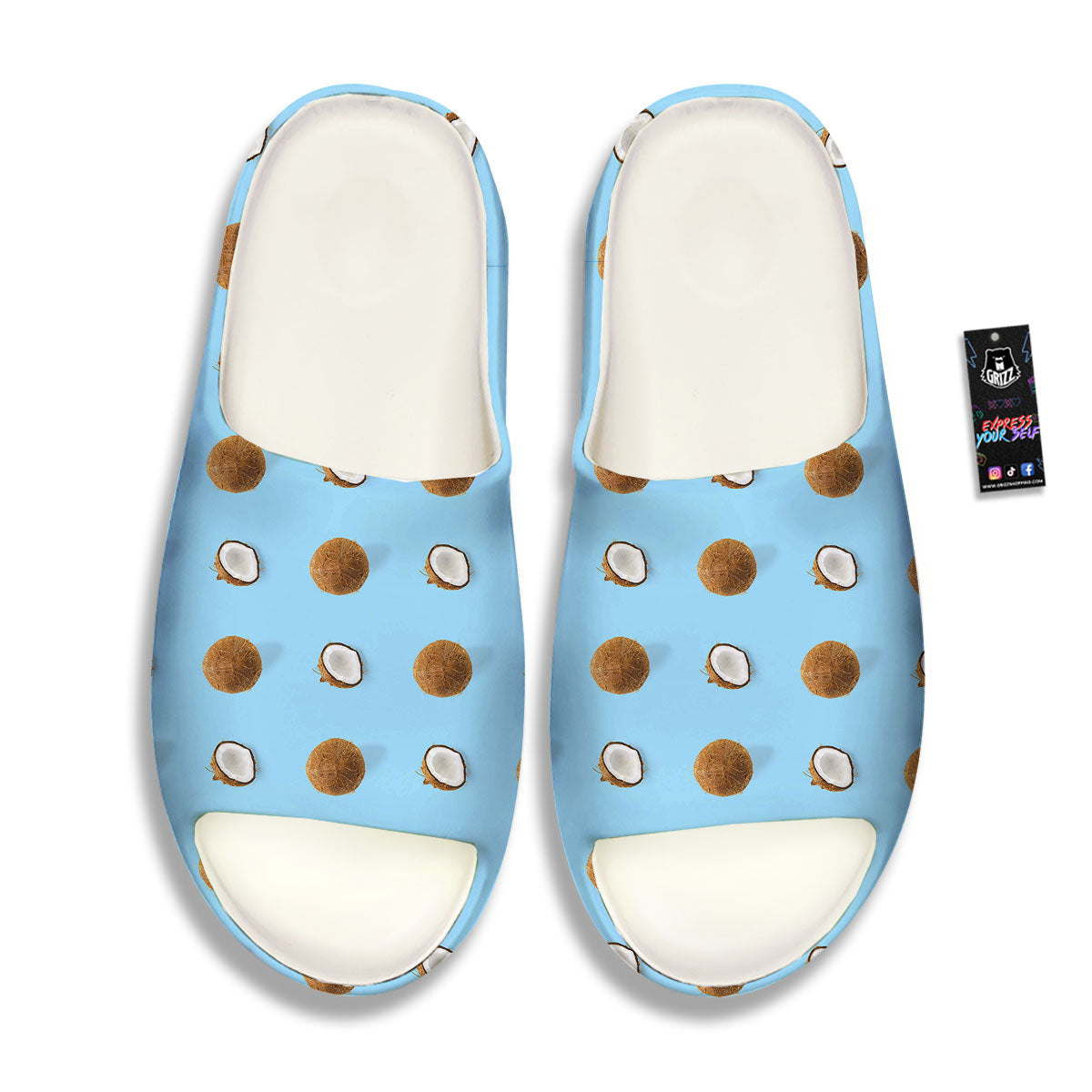 Coconut Blue Summer Print Pattern Sandals-grizzshop
