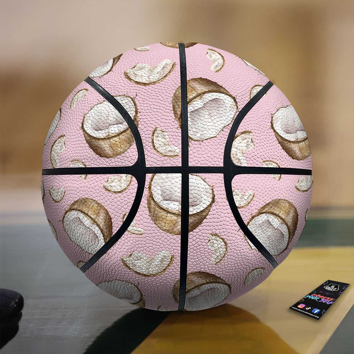 Cherry Blossom Vintage Print Pattern Basketball