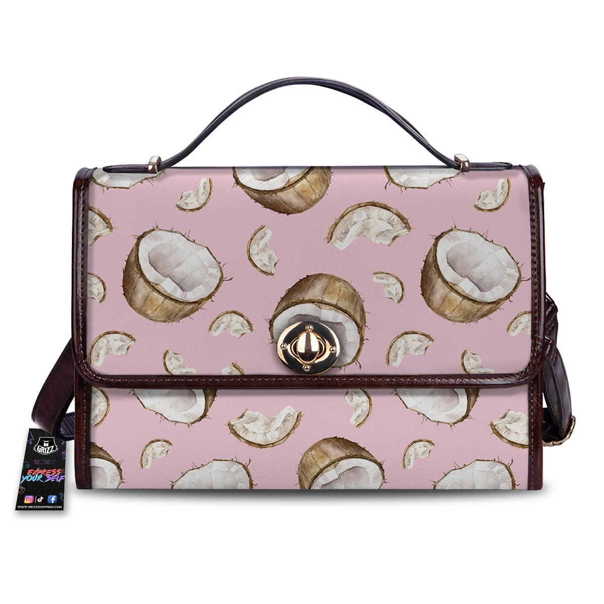 Coconut Pink Print Pattern Women's Satchel Bag